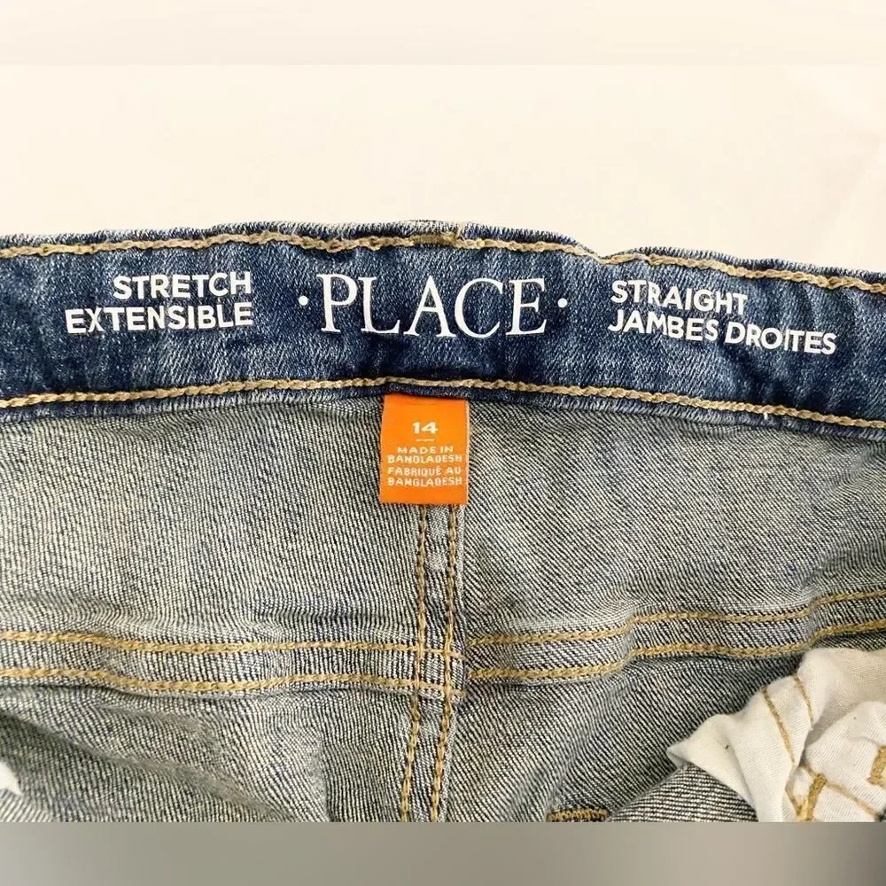 The Children's Place Stretch adjustable waist boys jeans straight size 14